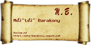 Máté Barakony névjegykártya