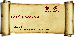 Máté Barakony névjegykártya